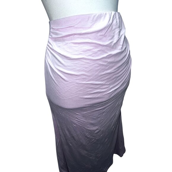 OGL Ruched Front Double Layer Soft Midi Skirt Sz Small Womens Pink - Picture 7 of 8